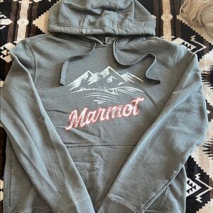 Marmot Charcoal Hoodie with Mountain Graphic